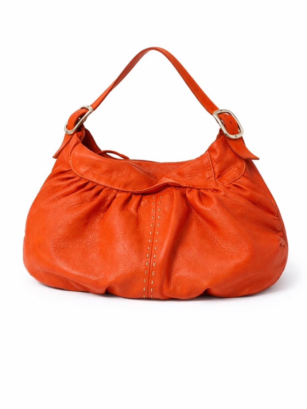 Cole Haan Vibrant Orange Pebbled Leather Hobo Bag